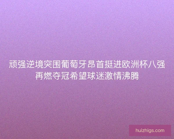 顽强逆境突围葡萄牙昂首挺进欧洲杯八强再燃夺冠希望球迷激情沸腾